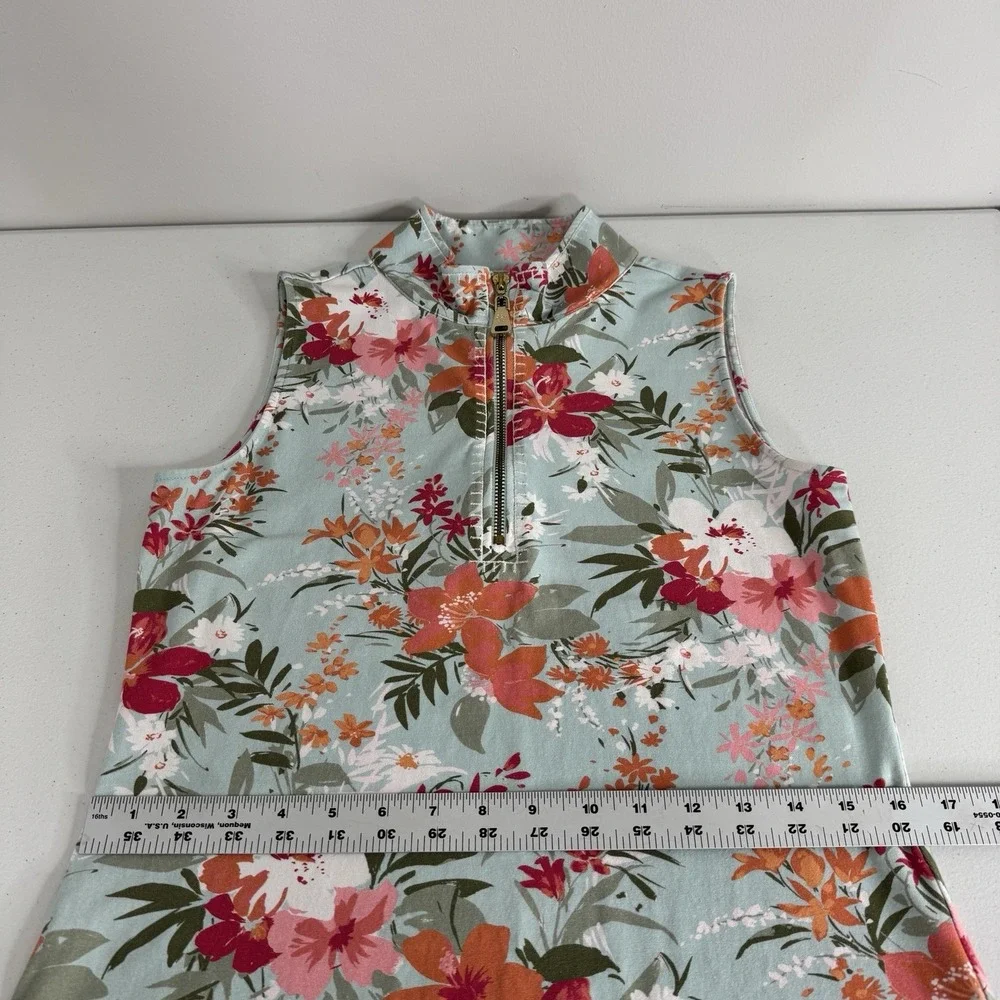 Spartina 449 Half-Zip Dress Womens S Blue Tropical Floral Golf Preppy Coastal - Picture 10 of 13